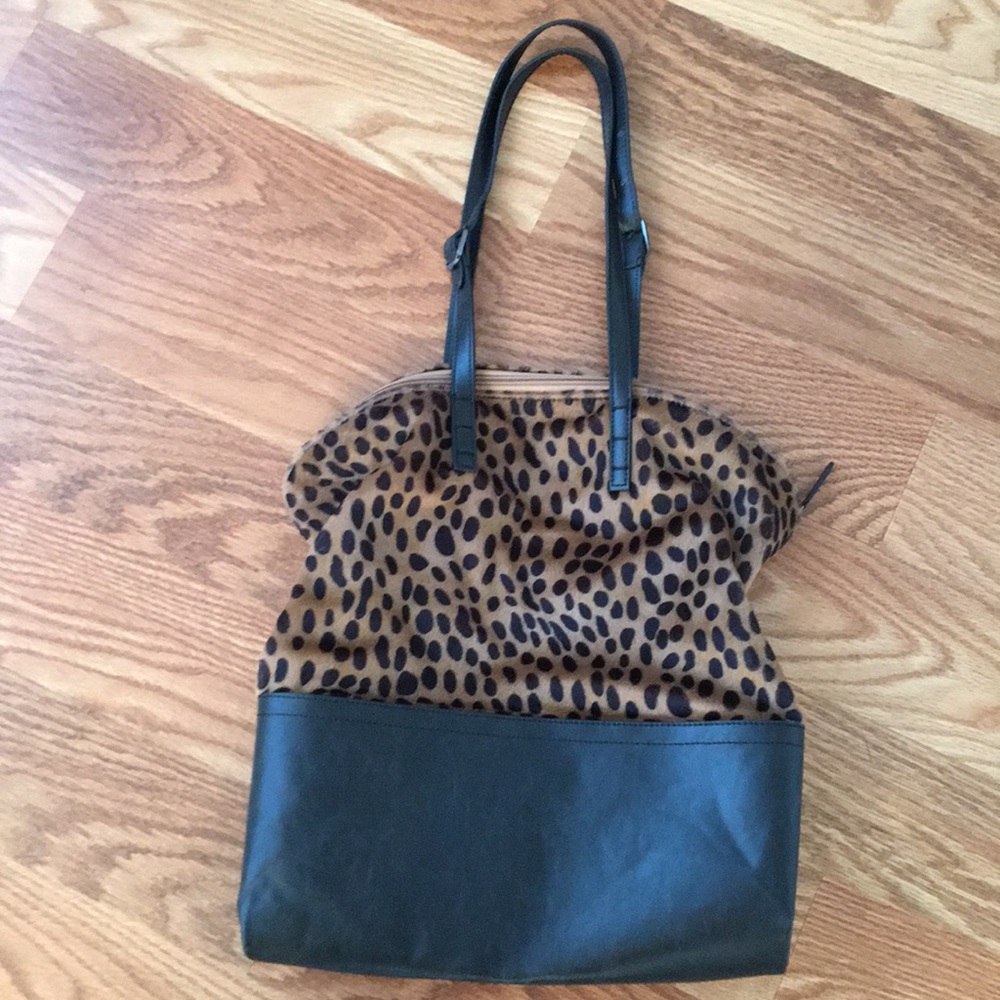 Chicos black and animal print, leather bag